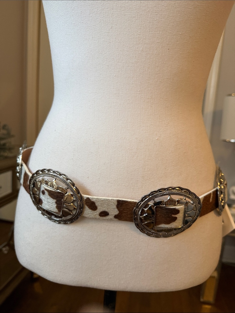 Haute Hippie Super Cool Silver & Faux Cowhide Belt One Size ❤️